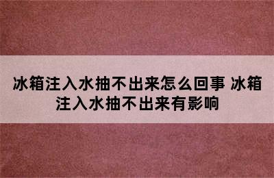 冰箱注入水抽不出来怎么回事 冰箱注入水抽不出来有影响